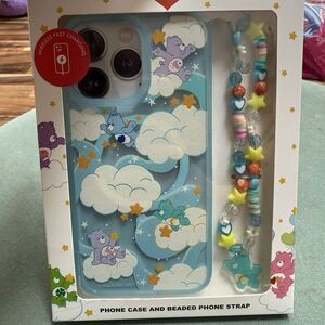 Care Bears Iphone 13 / 14 Pro Max Glitter Case Beaded Strap SkinnyDip London New